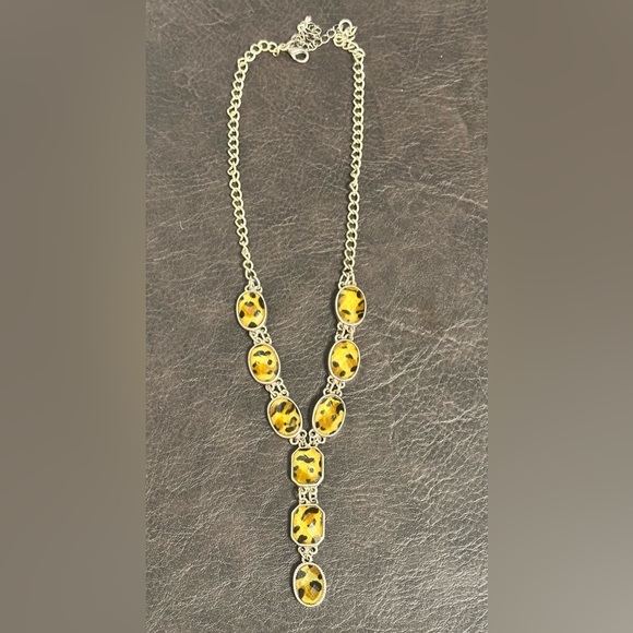 Leopard Print Stones Necklace Fashion Jewelry With Added Ext Chain Unbranded - Picture 4 of 7